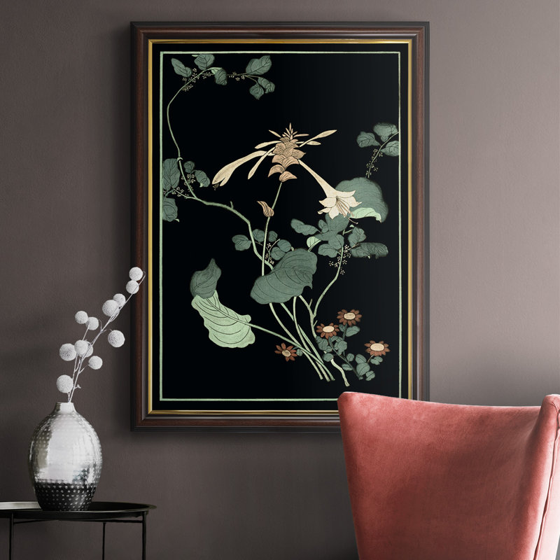 Midnight Floral I - peinture sur toile encadrée, H 20 po x l 16 po x P 2,5 po