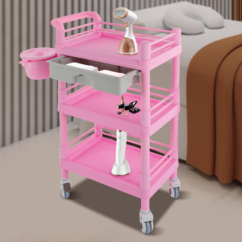 38.5'' H x 21.26'' W Utility Cart with Wheels, Pink
