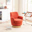 Fauteuil pivotant orange avec coussin haute éponge - Base de meuble de salon en acier inoxydable doré