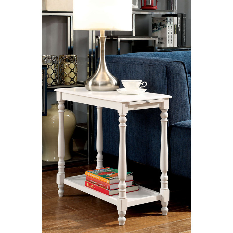 12" W Transitional Side Table, White