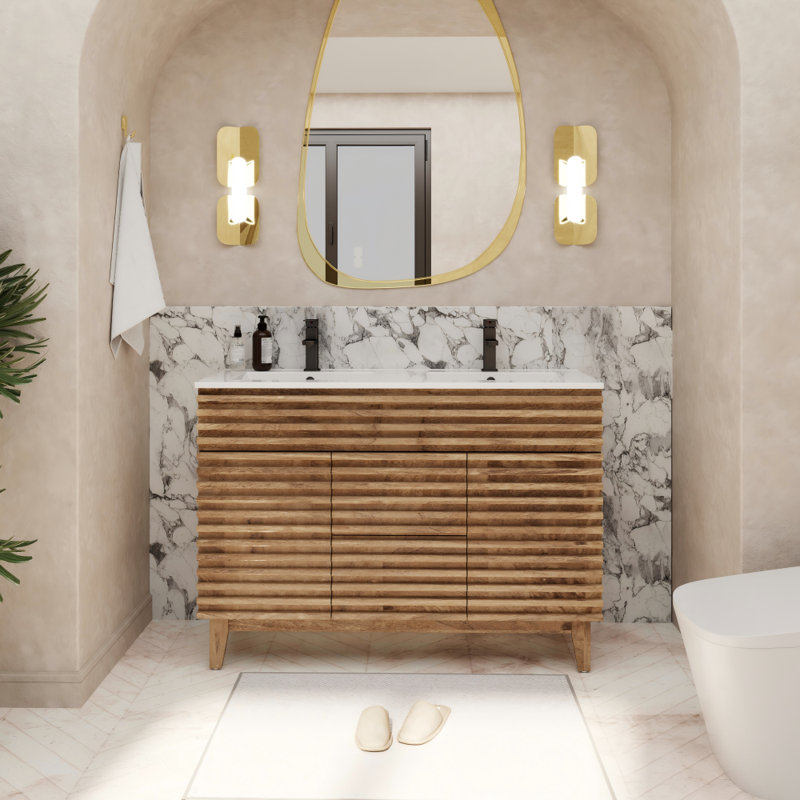 Base de meuble-lavabo double autoportant 48 po 48 po, lavabo non inclus, assemblage requis, certifié EPA