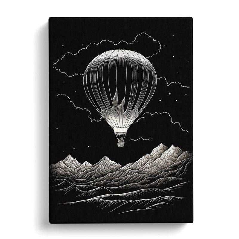 Hot Air Balloon Line - Wrapped Canvas, 60cm H x 40cm W x 3cm D