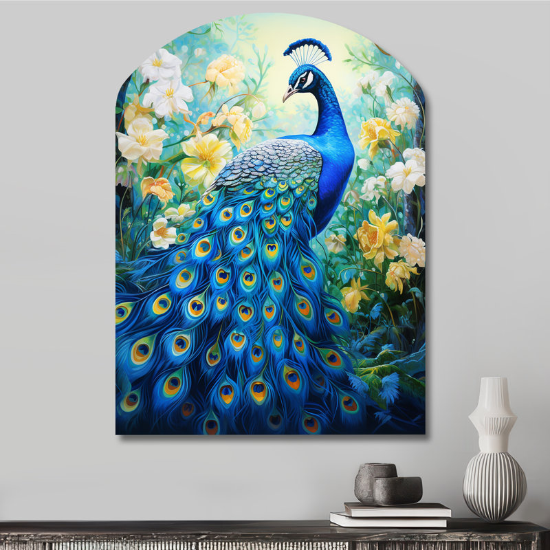 Teal Peacock symbolist - asymétrique paon décoration murale, sculpture murale en métal Freeform, H 34 po x l 25 po x P 1 po