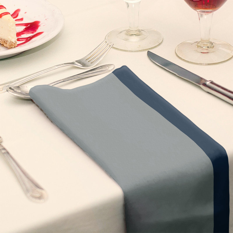 Striped Square Napkin, 22" W x 22" L, Moonlight Grey/Midnight Blue/Moonlight Grey, Polyester