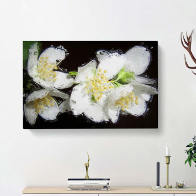 White Jasmine Flowers - Wrapped Canvas