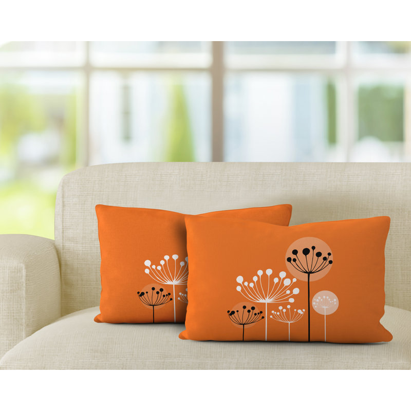 Polyester / Mélange de polyester Housse de coussin rectangulaire intérieure / extérieure lombaire et insert, Orange