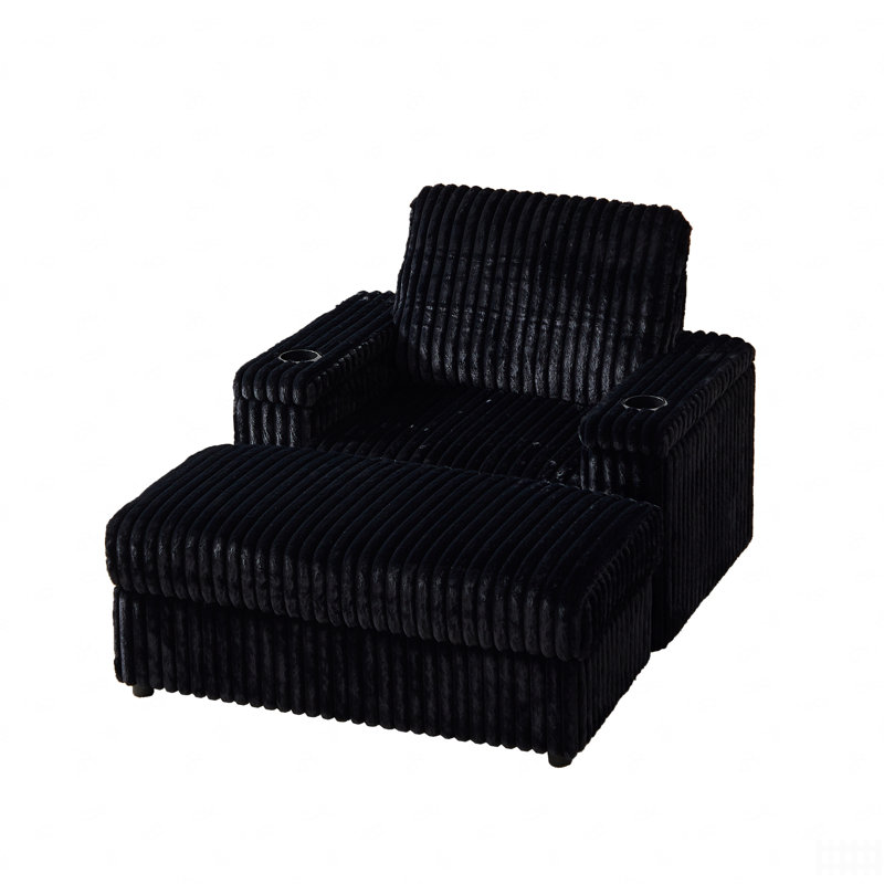 Fauteuil inclinable Corduroy, Noir