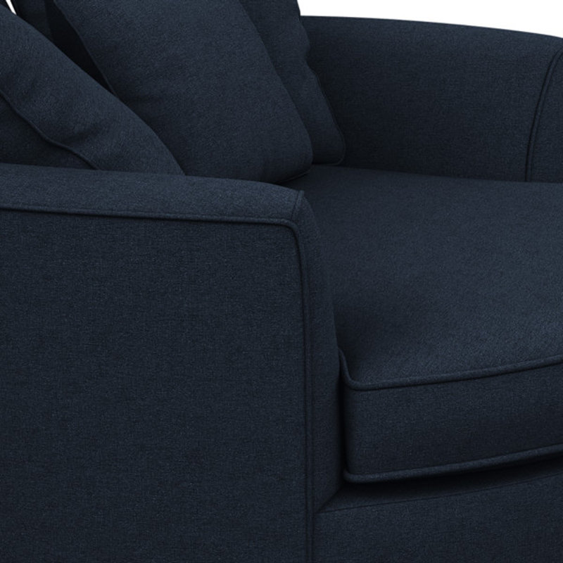 Fauteuil demi-tonneau en polyester de 61 po Ashonte Anjuan, Indigo Entice