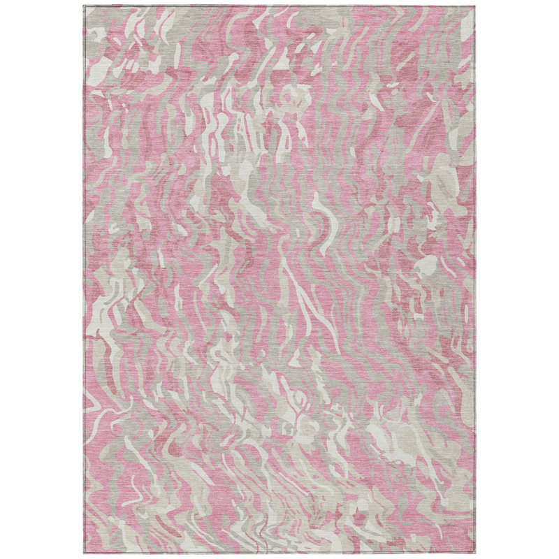 Saphara Pink Washable Indoor-Outdoor Rug - , 3' x 5'