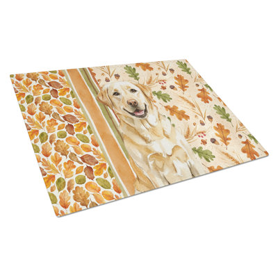 Yellow Labrador Retriever Heirloom Fall Glass Cutting Board