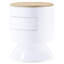 Table de chevet blanche brillante pour chambre à coucher - Tambour de rangement compact avec 1 accessoire
