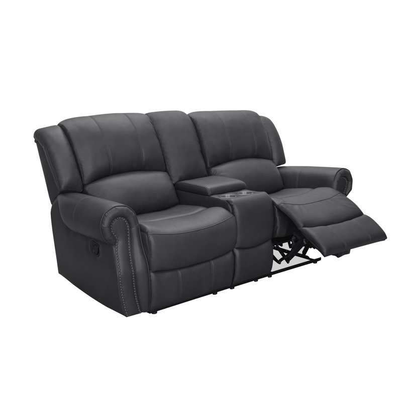 Causeuse inclinable en similicuir de 78 po Morella, Faux cuir gris