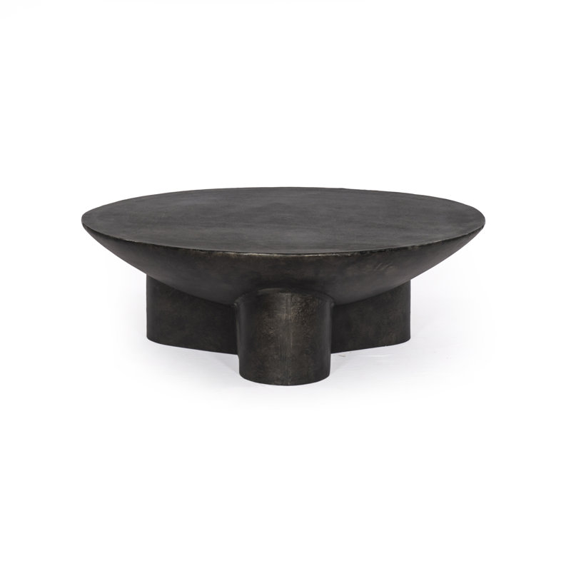Raw Black Aluminum Round Coffee Table with Storage