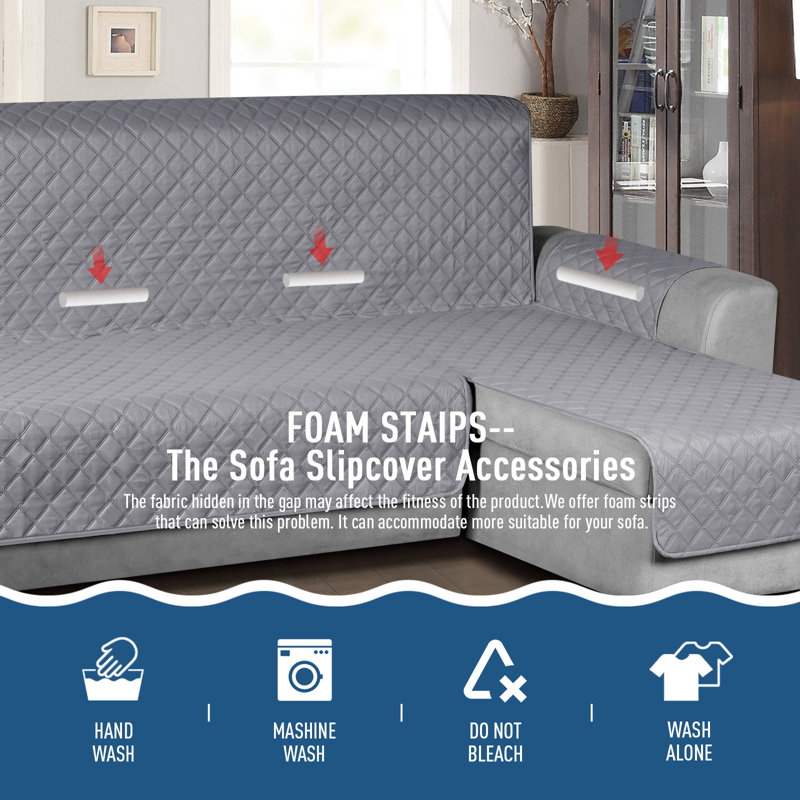  Housse de canapé Wildee pour housse de canapé en L modulaire réversible, H 52 po x l 74 po x P 59 po, Gris clair