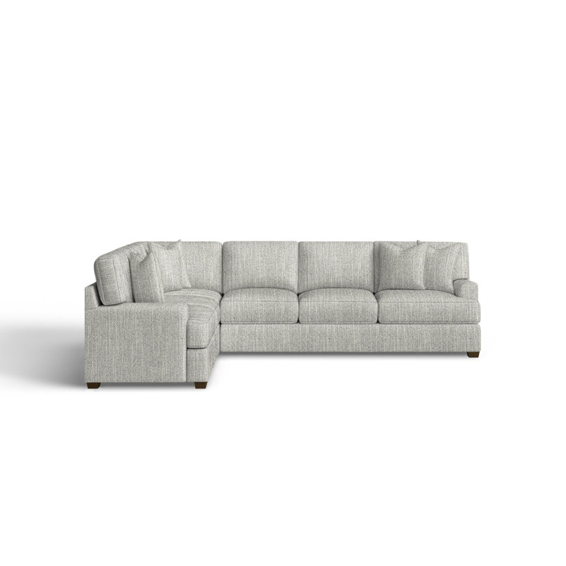 Canapé modulaire de coin large de 125 po Emilio, Accoudoir à gauche (vu de face), Velours performance océan Bella