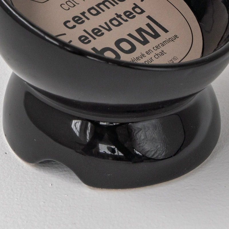 Dexypaws: bol pour chat surélevé en céramique - noir - 7 oz, plat pour animaux de compagnie, repas, nourriture et eau, hauteur ergonomique, incliné et surélevé, design brillant élégant