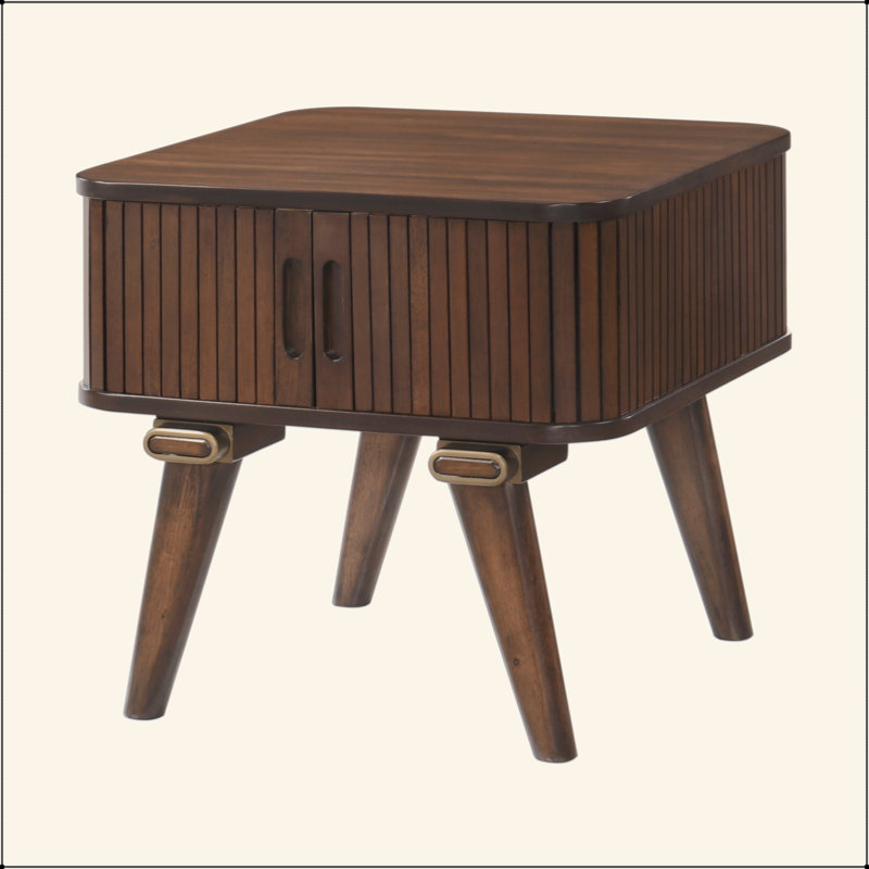 Table de bout avec rangement 1pc et finition noyer