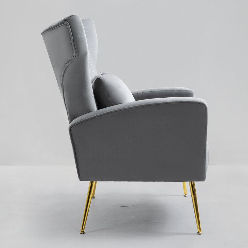 27' ' wide velvet armchair Mahith, Gris