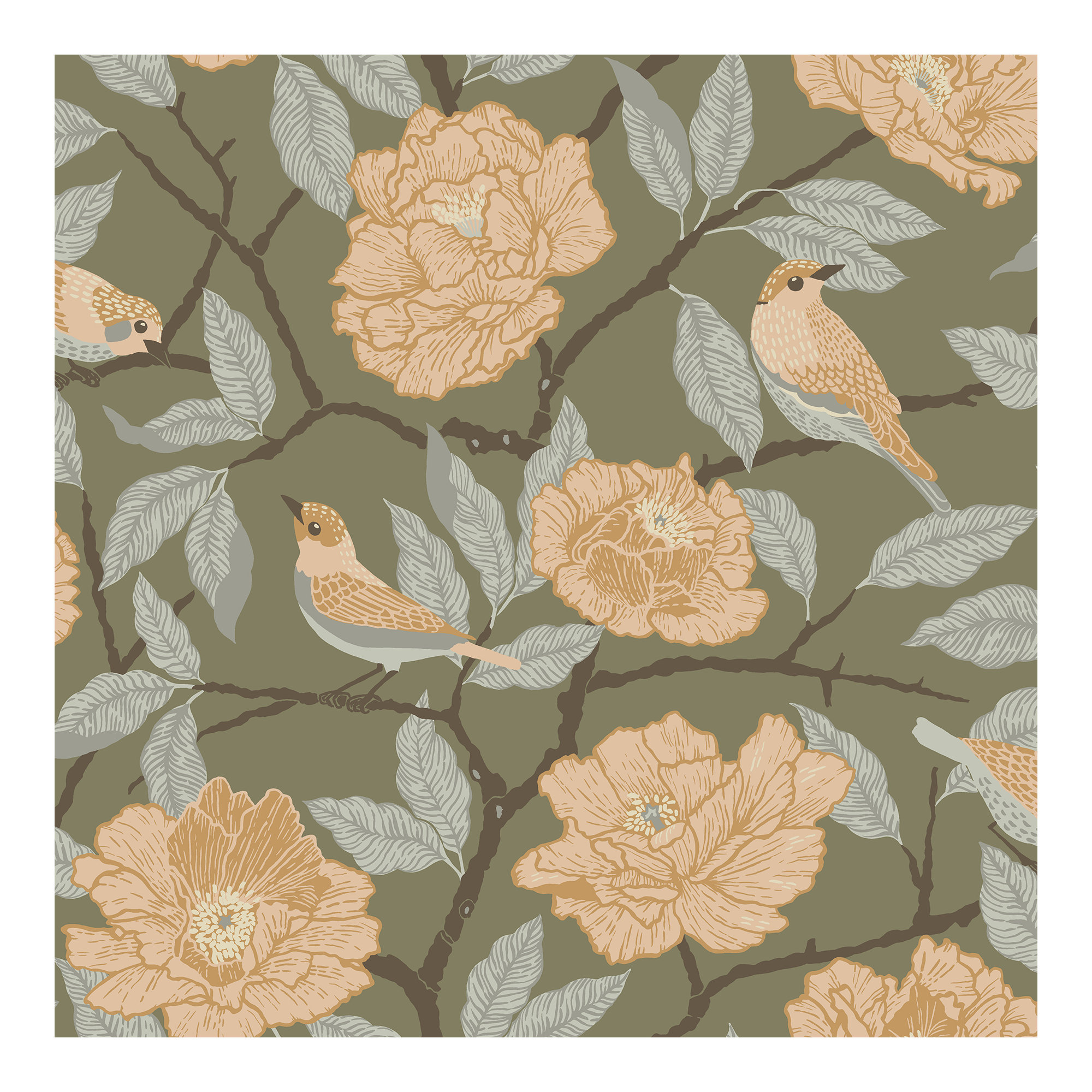 Botanical Wallpaper, Green