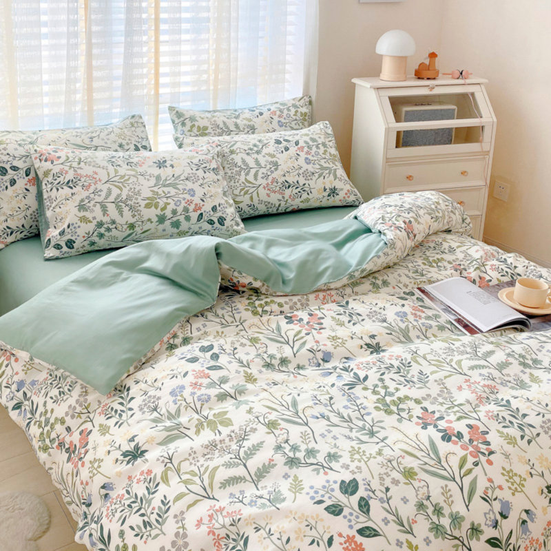 Ensemble d'édredon en microfibre à motif floral toutes saisons Boho, Édredon grand + 2 taies d'oreiller standard, Floral 10