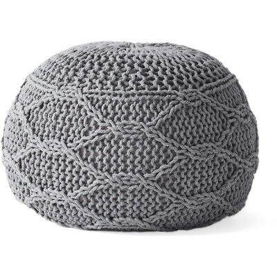 Modern Knit Weave Grey Pouf For Reading Area - 20" W X D 14" H, No Assembly With Fashionable 20.37X20.37X13.77 Inches,