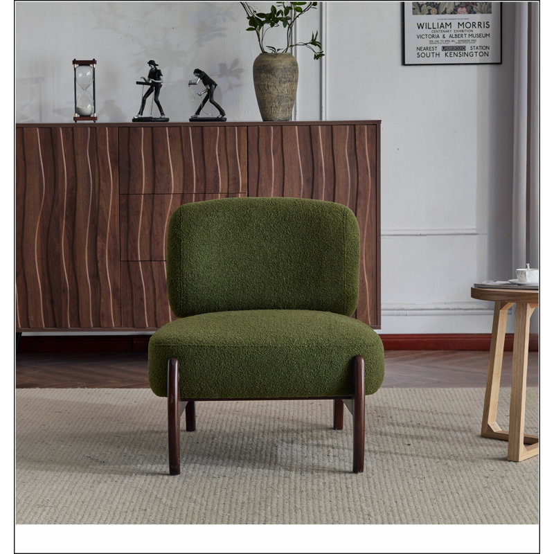 Méridienne moderne de 25,5 po avec structure en bois massif, revêtement doux et durable Boucle, parfaite pour le salon, la chambre à coucher ou le bureau