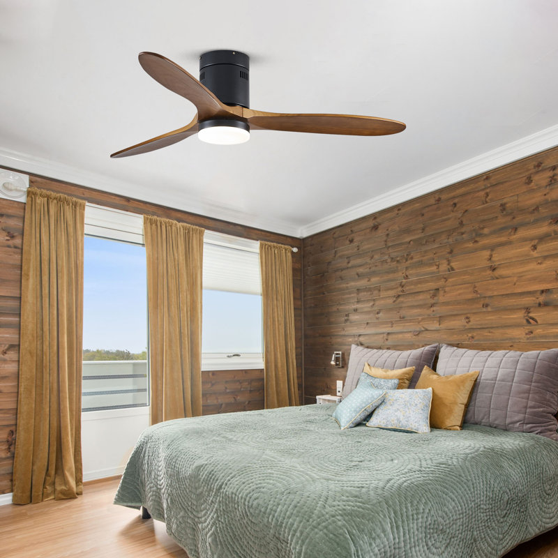 Wrought Studio™ Brogan-Lee 52 Flush Mount Ceiling Fan with LED Lights and Remote Control & Reviews | Wayfair