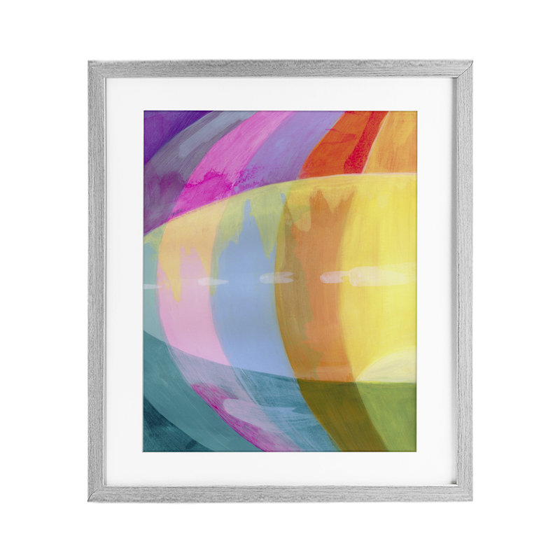 Neon Flare, reproduction abstraite encadrée sous verre, design par Grace Popp, H 16 po x l 13 po, Cadre de ferme gris