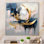 «Golden Blue Abstract Whirls Of Serenity I», impression d'art mural fractal