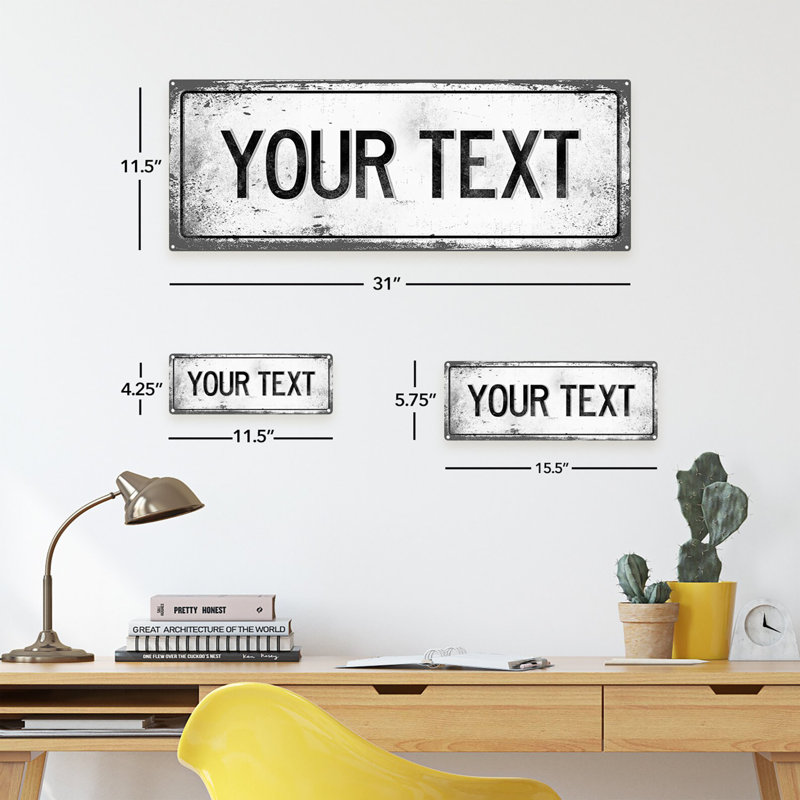 Plaque en métal personnalisable pour la maison et le bureau, rétro et industrielle, H 11,5 po x l 31 po x P 0,04 po, Oui