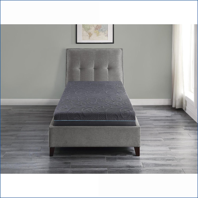 Matelas, matelas de confort ferme hybride en mousse à mémoire de forme gélifiée de 8 pouces dans une boîte | Gris foncé | Mousse et ressort
