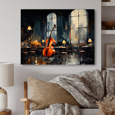 Yellow And Grey Jazz Cafe Melody 5 - Music Jazz Metal Wall Art MT134888