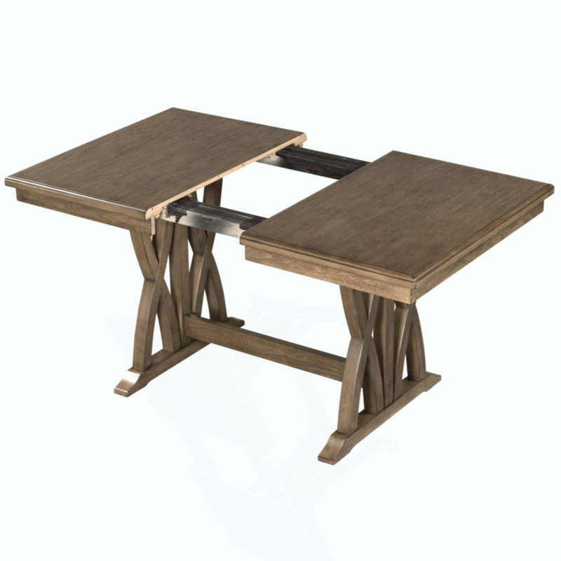 Ensemble de table de salle à manger Mid-Century en bois massif 7 pièces avec tables rembourrées et rallonge