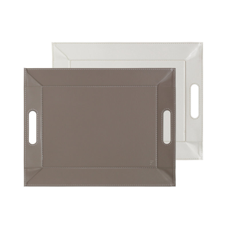 Ensemble de plateau convertible et napperon réversible Freeform (4) - Taupe et blanc, Taupe / Blanc