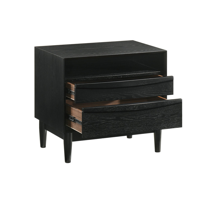 Table de chevet 2 tiroirs Greylynn, Noir