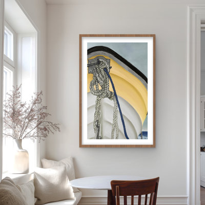 The yellow boat - Coastal Framed Matted Print Decor