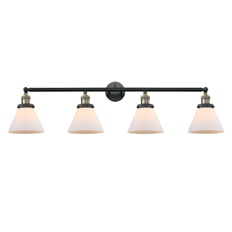 Gebhardt 4 - Light Dimmable Vanity Light, 60 Watt Vintage Incandescent Bulb, Matte White Cased, Polished Nickel