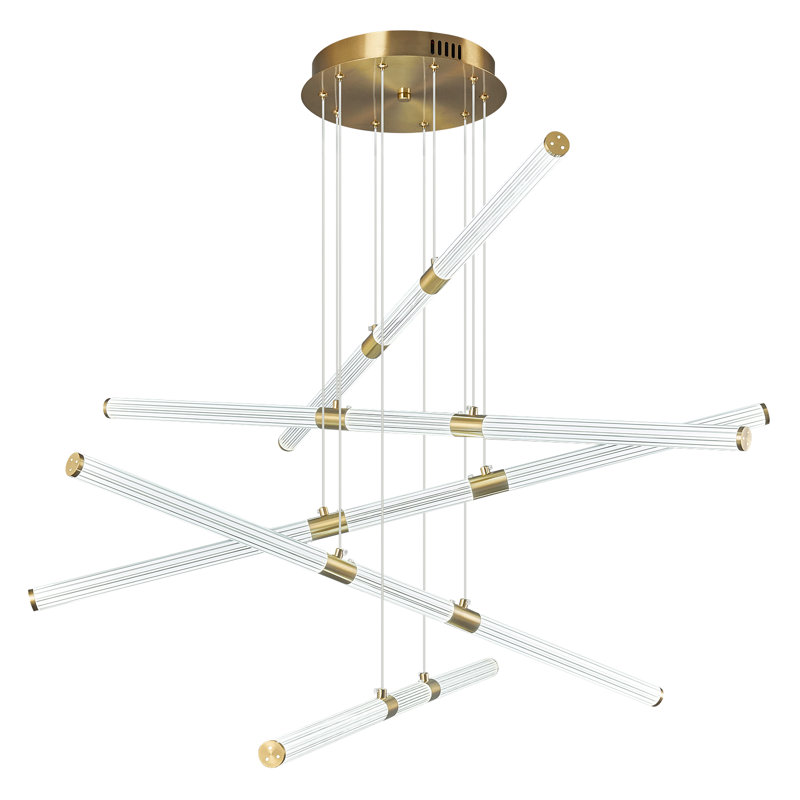 Lustre moderne à hauteur réglable avec lustre linéaire à DEL pour bureau, salon, chambre à coucher, Noir mat, 5