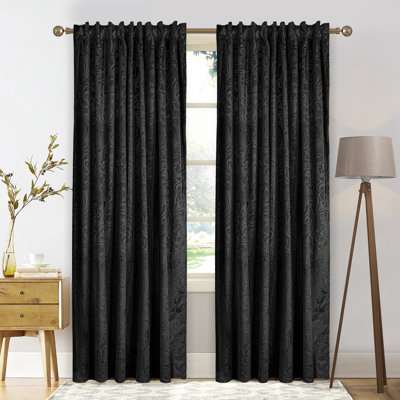 Luxury Crushed Velvet Color Block Curtains Floral Damash Pattern Thicken Thermal Isolate Light Blocking Window Drapes