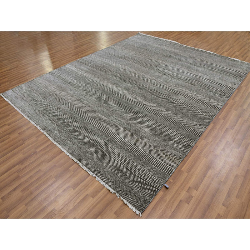 Tapis gris nouvel âge en soie 8 pi 1 po x 10 pi 3 po Joanah