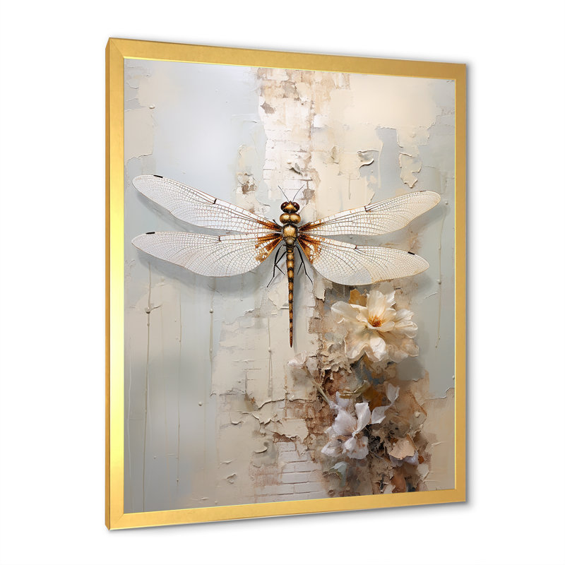 Dragonfly Delight I - impression, Cadre doré simple, H 40 po x l 30 po x P 1,5 po