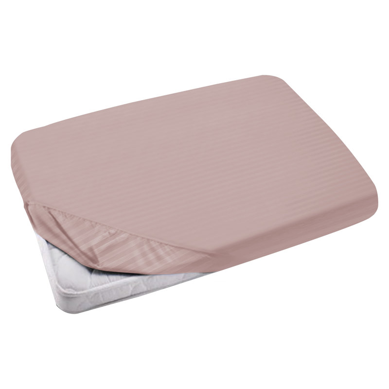 Luxury Striped Microfiber Fitted Sheet - 40 cm Deep Pocket, Ultra-Soft, Wrinkle-Resistant & Easy Car, Single (3'), Pink