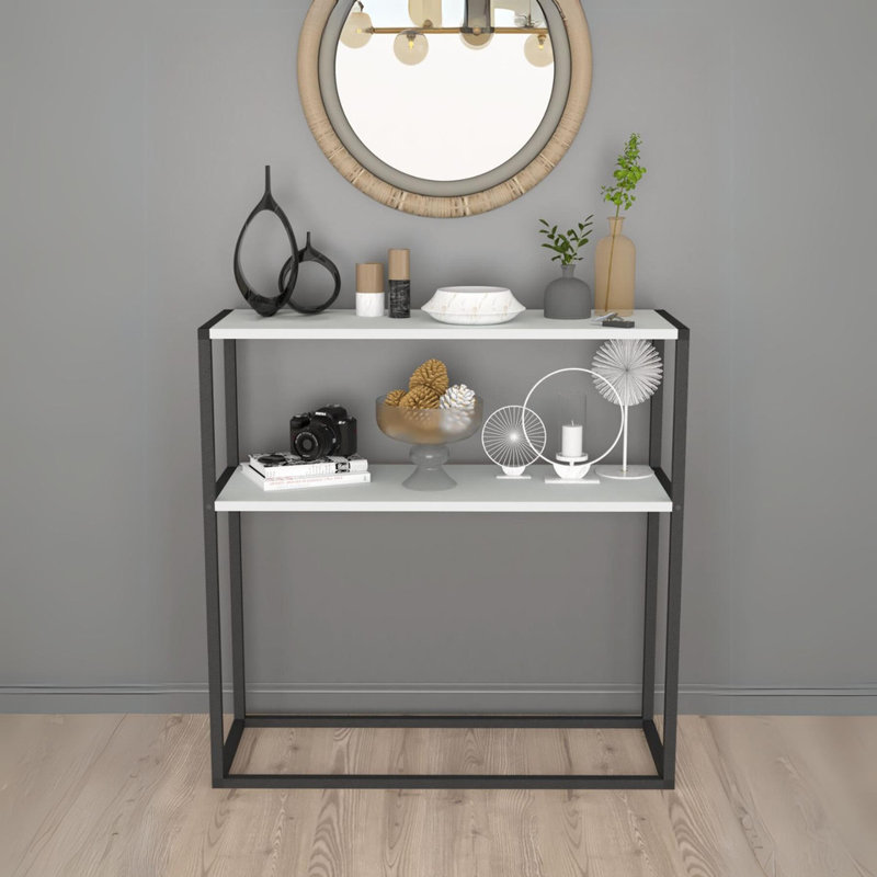 Aigar 90cm Console Table, White/Black