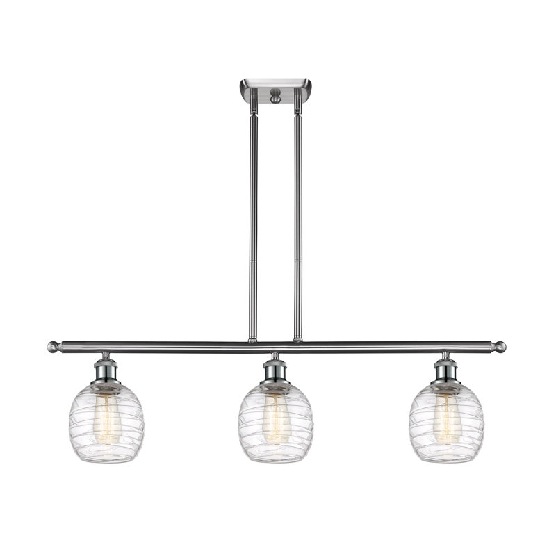 Luminaire suspendu linéaire à 3 lumières pour îlot de cuisine Carlucci, Ampoule non incluse, Nickel satiné brossé