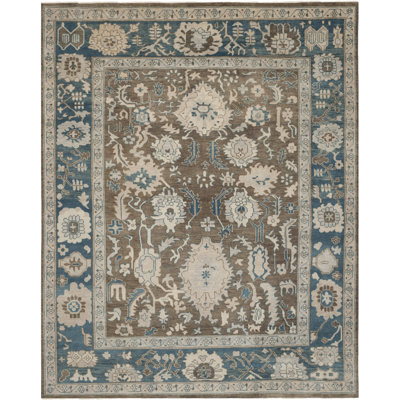 Sultanabad Annecy Hand Knotted Wool/Cotton Blue Area Rug