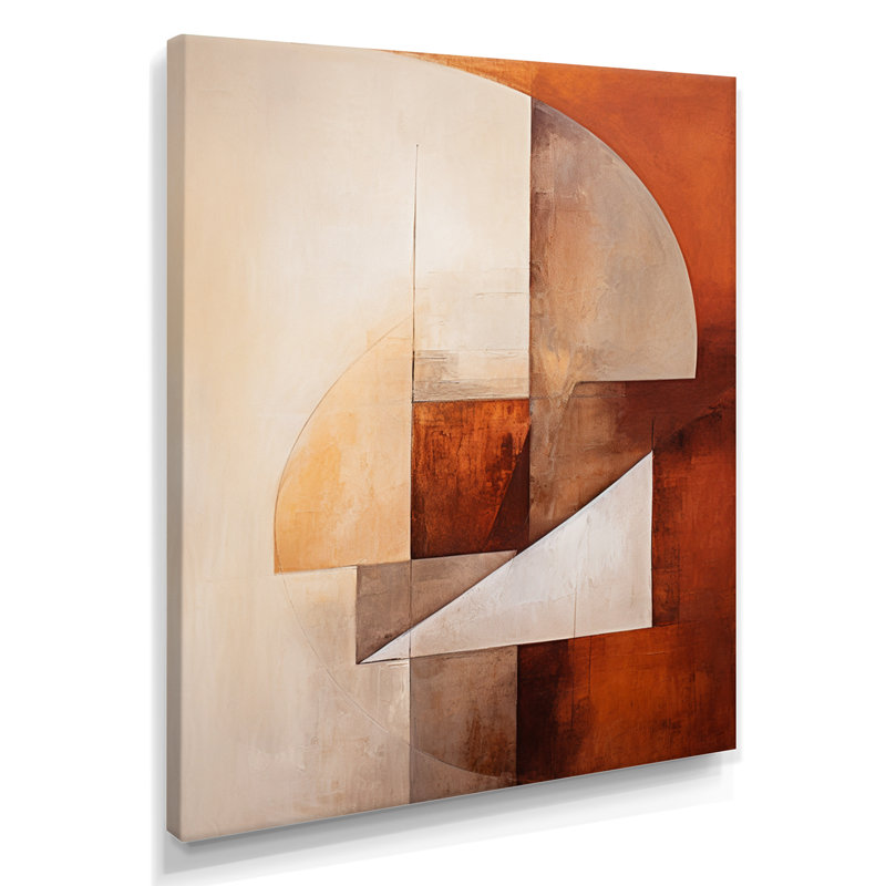 Elemental Brown Triangle - Abstract Collages Wall Art, 44" H x 34" W x 1.5" D, Wrapped Canvas
