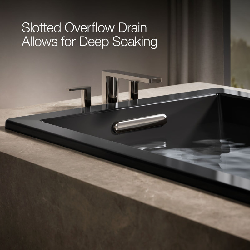 Underscore® 66" x 36" Soaking Bathtub, Black Black, No, Center