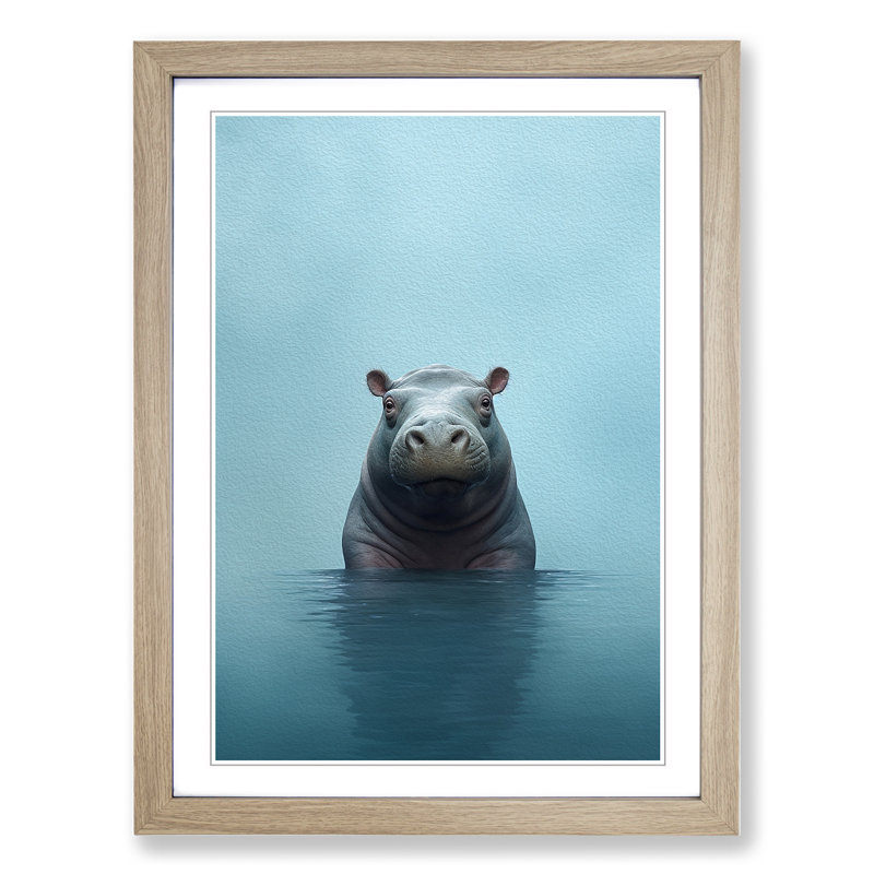 Hippo Minimalism - Framed Print
