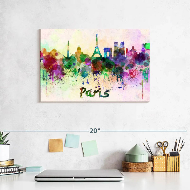 «Paris Skyline Colors» sur impression sur toile, H 12 po x l 8 po x P 1 po