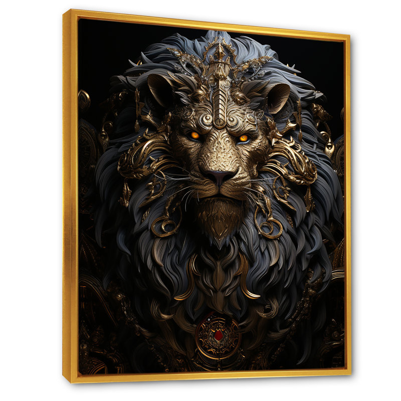 «Regal Elegant Ruler Lion I», reproduction sur toile, H 40 po x l 30 po x P 1,5 po, Cadre flottant doré